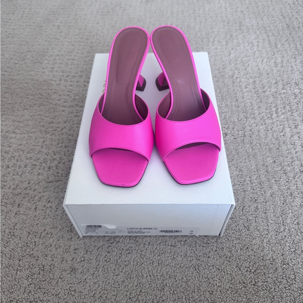 Amina Muaddi Fuchsia Mules